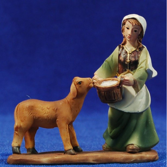 Woman with a goat 7 cm resin