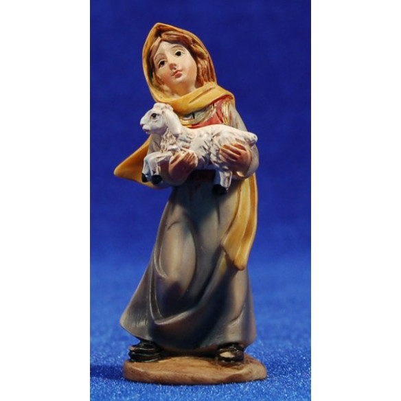 Pastora con agnello in braccio 7 cm resina