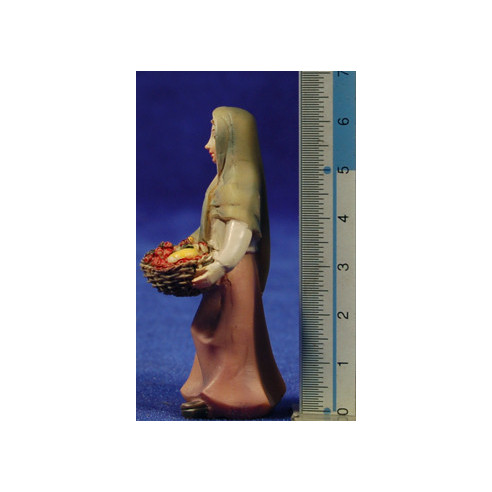 Pastora con cesta frutas 7 cm resina