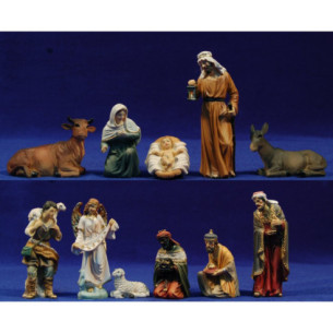 Natività con i re magi e pastore oriental 11 cm resina
