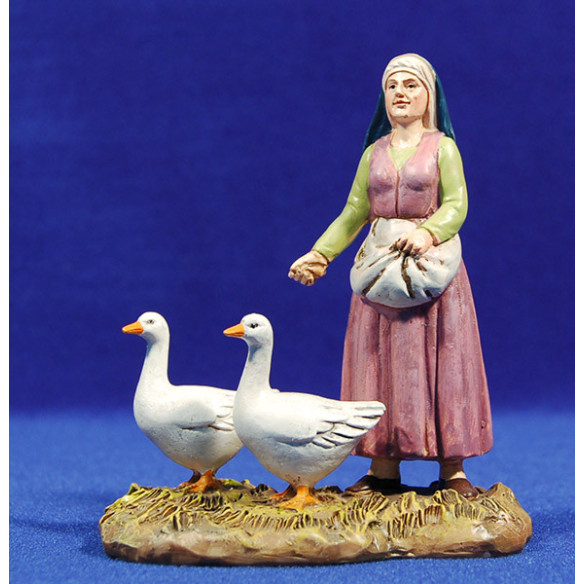 Pastora con ocas 12 cm resina Linea Martino Landi