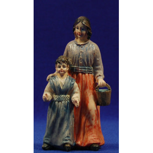 Pastora con niña 11 cm resina