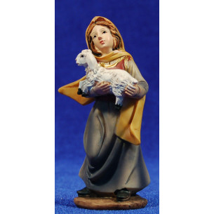 Pastora con cordero pequeño en brazos 9 cm resina
