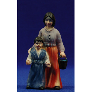 Pastora con niña 9 cm resina