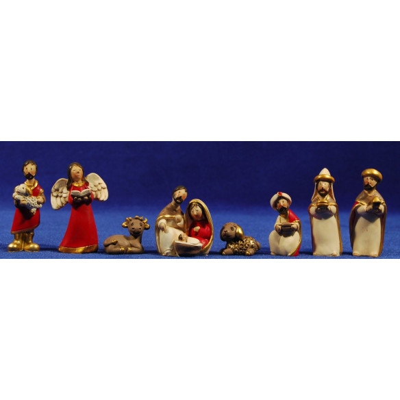 Natività bambini con i re magi e pastore 6 cm resina