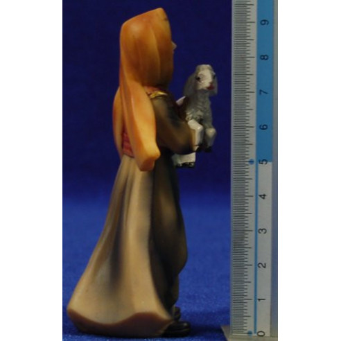Pastora con cordero pequeño en brazos 11 cm resina