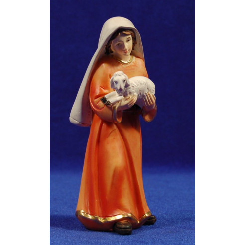 Pastora amb xai 15 cm resina