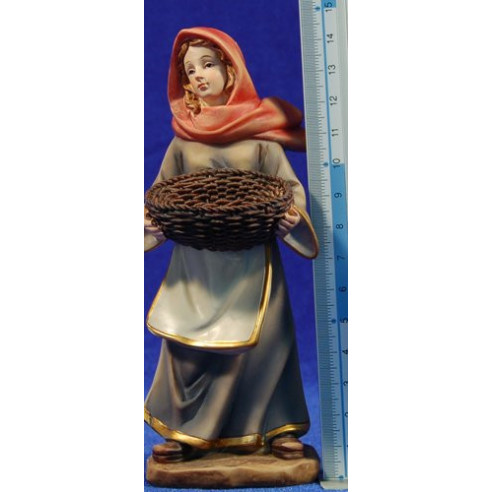Pastora amb panera 15 cm resina