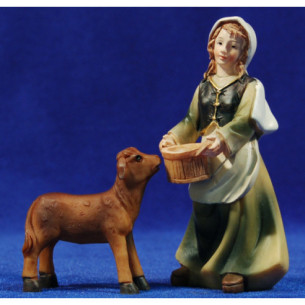 Pastora con cabra 11 cm resina