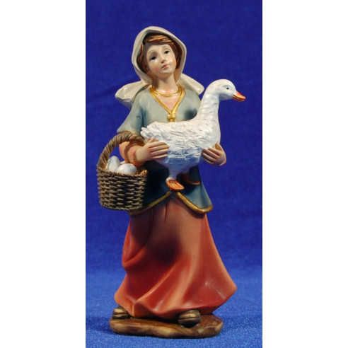 Sheperdess with a goose and a eggs basket 15 cm resin