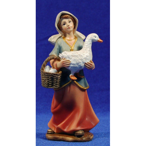 Sheperdess with a goose and a eggs basket 15 cm resin