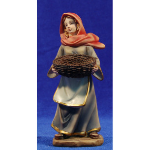 Pastora con canasta 15 cm resina
