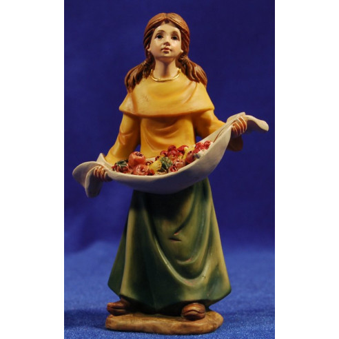 Pastora amb panera fruita 15 cm resina