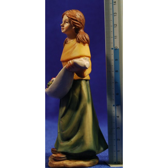 Pastora amb panera fruita 15 cm resina