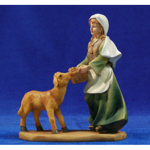 Woman with a goat 15 cm resin