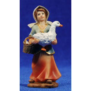 Sheperdess with a goose and a eggs basket 9 cm resin