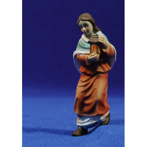 Pastora con torcia salendo su una scala 11 cm resina