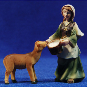 Pastora con capra 9 cm resina