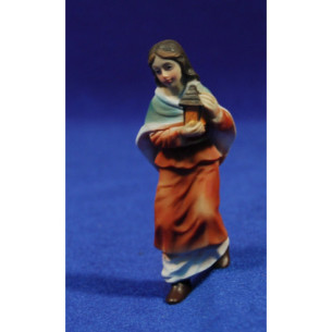 Pastora con torcia salendo su una scala 9 cm resina