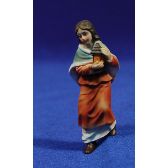Woman with a lantern climbing a stair 9 cm resin