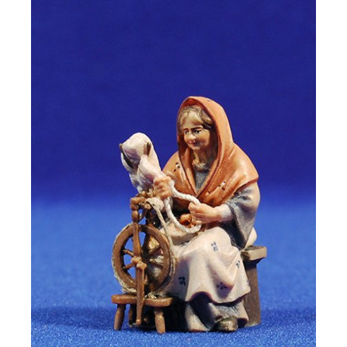 Pastora filadora 8 cm fusta pintada