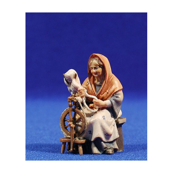 Pastora hilandera 8 cm madera pintada