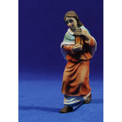 Pastora con linterna subiendo escalera 11 cm resina