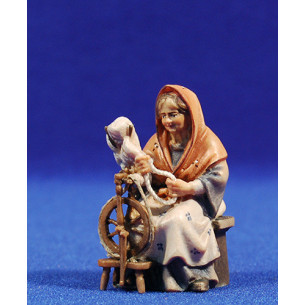 Pastora hilandera 8 cm madera pintada