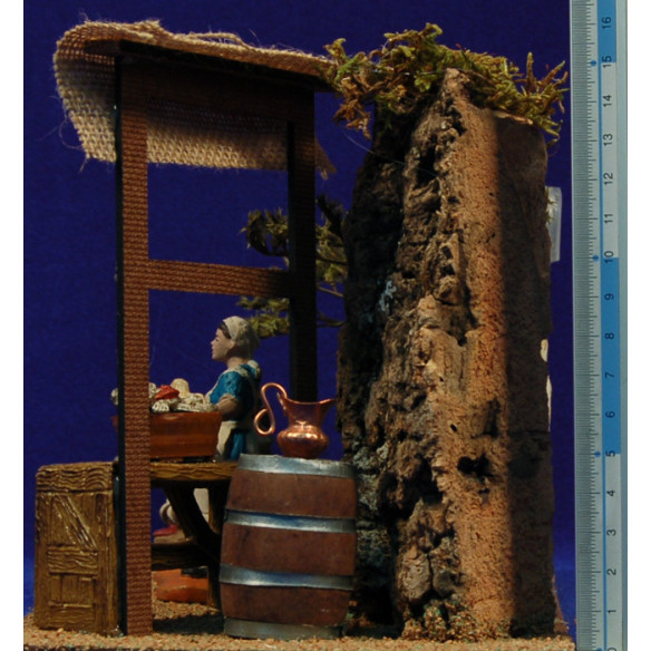 Escena pastora pescatera con mercado 8 cm durexina Oliver
