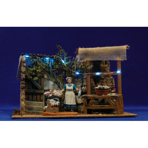 Escena pastora pescatera con mercado 8 cm durexina Oliver