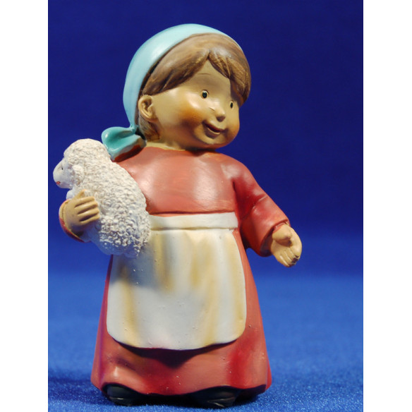 Pastora con cordero naïf 10 cm marmolina Oliver