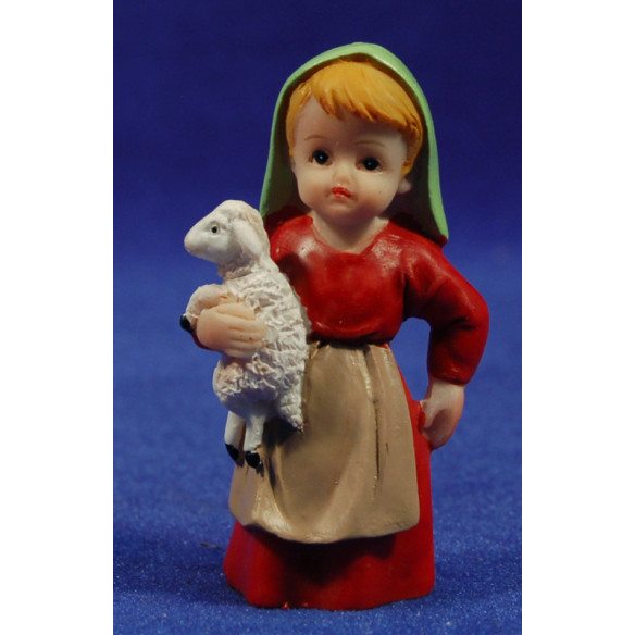 Pastora con cordero naïf 7 cm marmolina Oliver