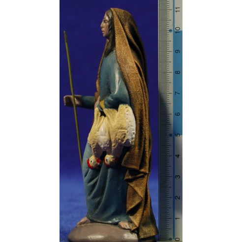Pastora con gallina 12 cm terracotta e stoffe Figuralia