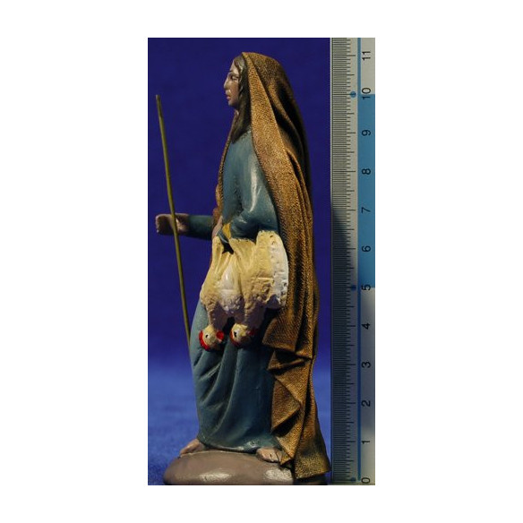 Pastora con gallina 12 cm ropa y barro Figuralia