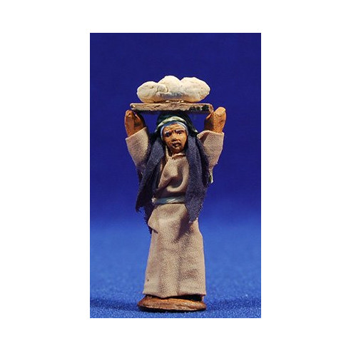 Pastora con un pan en la cabeza 5 cm ropa y barro