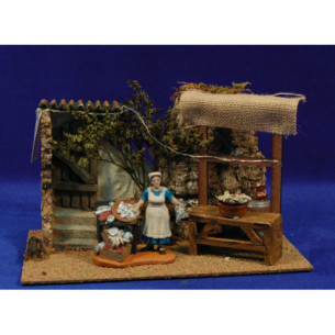 Escena pastora pescatera con mercado 8 cm durexina Oliver