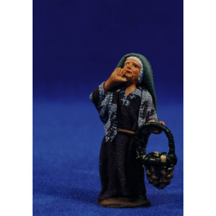 Donna con cestino 5 cm stoffe e terracotta