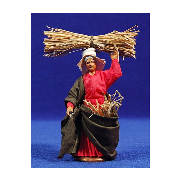 Woman with straw 10 cm clay and clothes