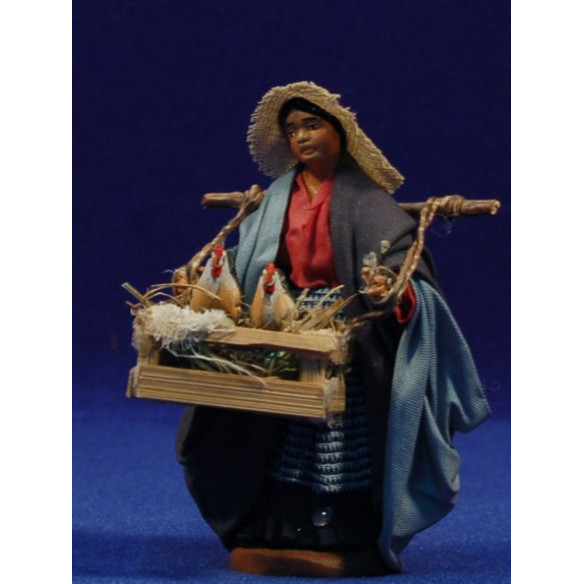 Woman with chicken 10 cm clay and clothes