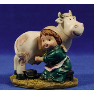 Woman wilking a cow naïf 8 cm marmolina Belenes Puig