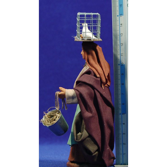 Pastora con jaula 13 cm ropa y barro