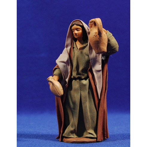 Woman carying jars 13 cm clay and clothes