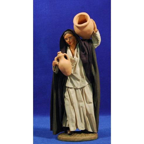 Donna con anfore 20 cm stoffe e terracotta