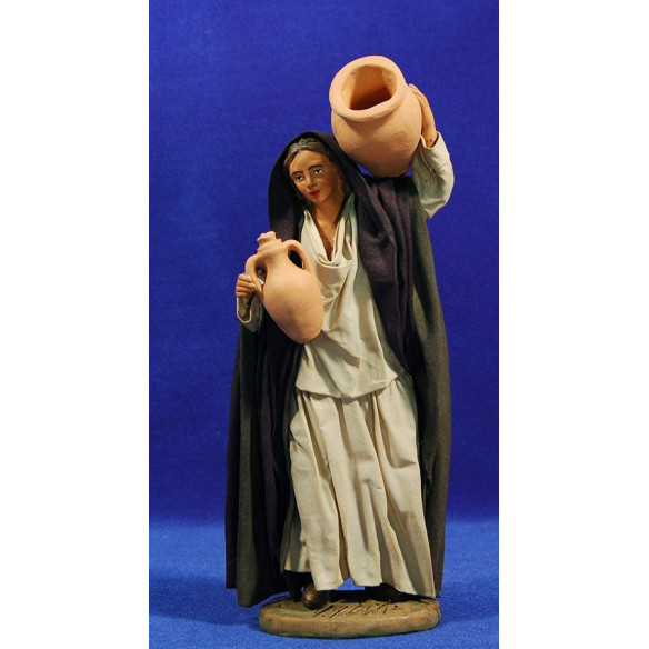 Donna con anfore 20 cm stoffe e terracotta