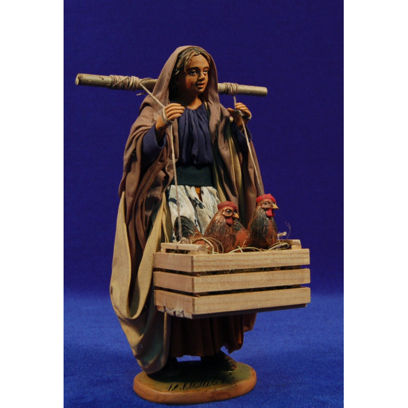 Woman with chicken 20 cm clay and clothes