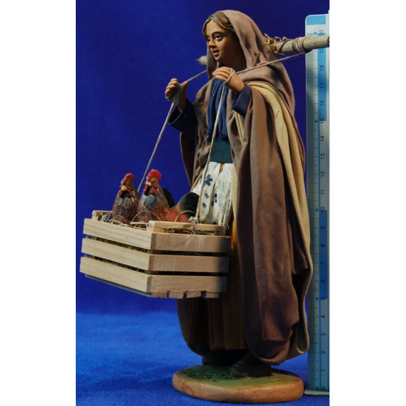 Woman with chicken 20 cm clay and clothes