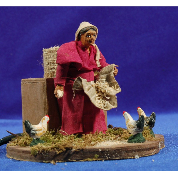 woman with chicken movement 10 cm clothe and clay