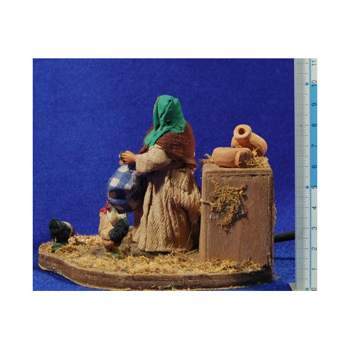 woman with chicken movement 10 cm clothe and clay