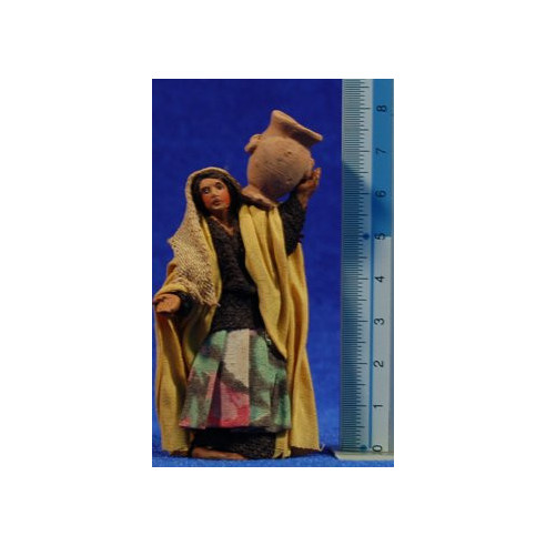 Pastora con anfora 6 cm stoffe e terracotta
