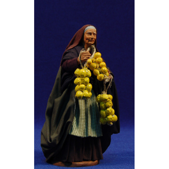 Donna con ceppi limoni 16 cm stoffe e terracotta